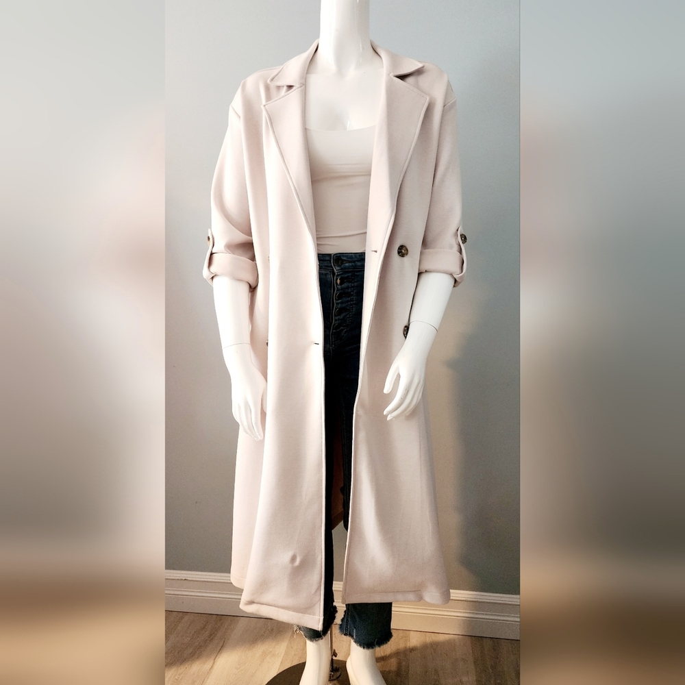 [X & 3X] NWT DEX Plus Trenchcoat in Bone
